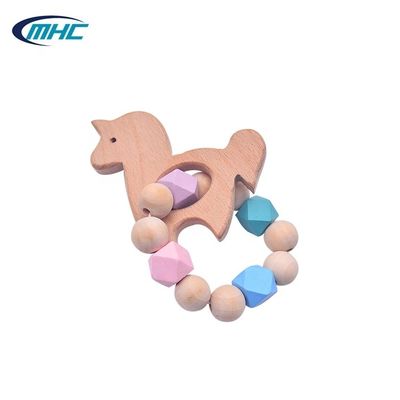 주문 주문 제작되어서 세척되도록 쉬운 아기 비즈 실리콘 나무 깨물고 노는 장난감 Diy 손으로 만드는 포니 형태 online manufacture
