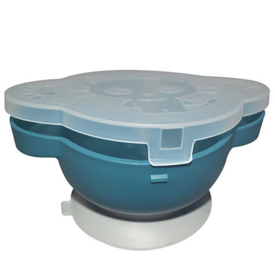 주문 Lid 세트와 재사용할 수 있는 아기 실리콘 그릇 작은 흡수 실리콘 양분된 접시 스푼 online manufacture
