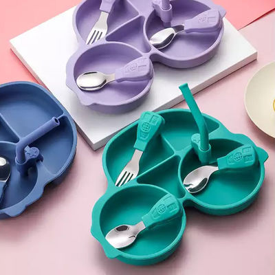 주문 가지고 다닐 수 있는 실리콘 흡수 식품 보관 용기 MHC는 밀짚과 아기 접시를 속입니다 online manufacture