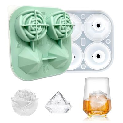 주문 MHC 사용자 지정 모양 3D 꽃 아이스 큐브 트레이 뚜?? 4 Rosette 및 다이아몬드 아이스크림 도구 online manufacture