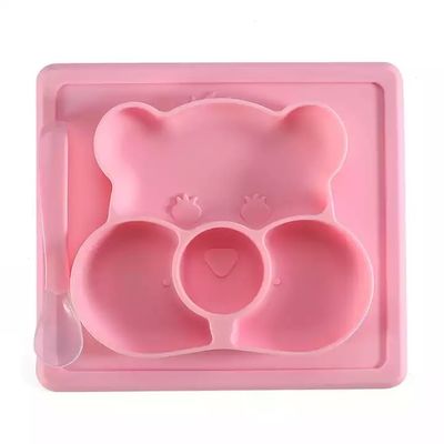 흡수 그릇과 접시에게 스푼을 공급하는 실리콘 주문 제작된 반달곰 모양 아기
