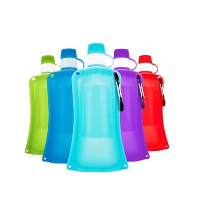 0.5L 접을 수 있는 실리콘 물병 매일 가지고 다닐 수 있는 아웃 도어 스포츠 물병